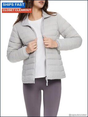 Lightweight Packable Down Puffer Coat Quilted Stand Collar Jacket